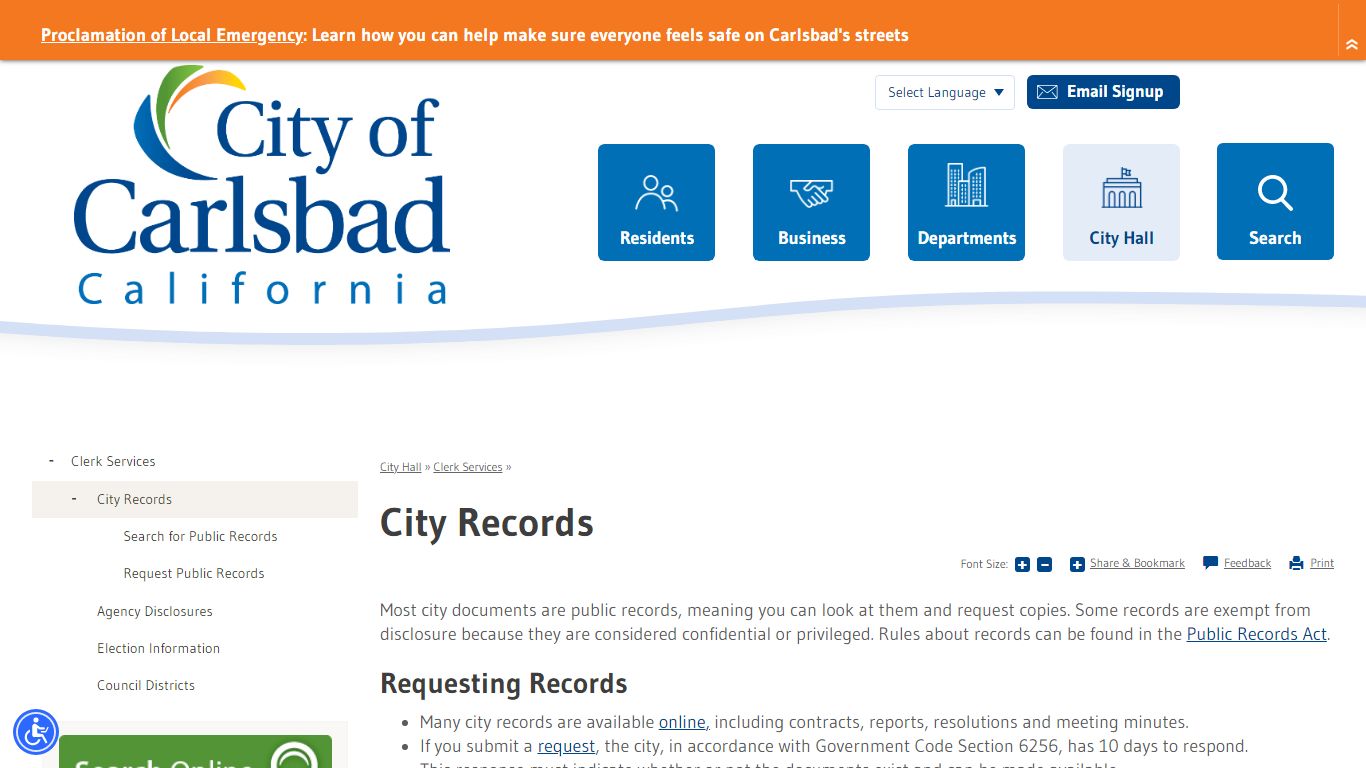 City Records | Carlsbad, CA
