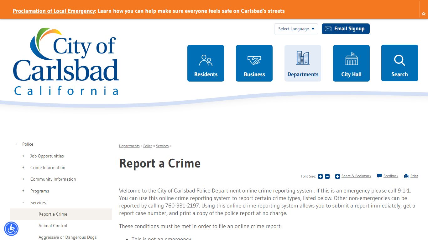 Report a Crime | Carlsbad, CA